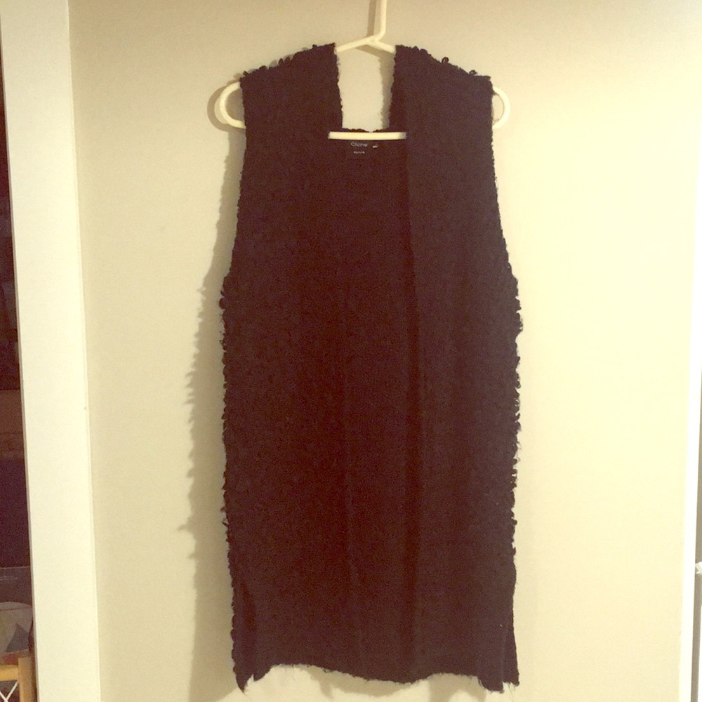 Fuzzy hooded sweater vest